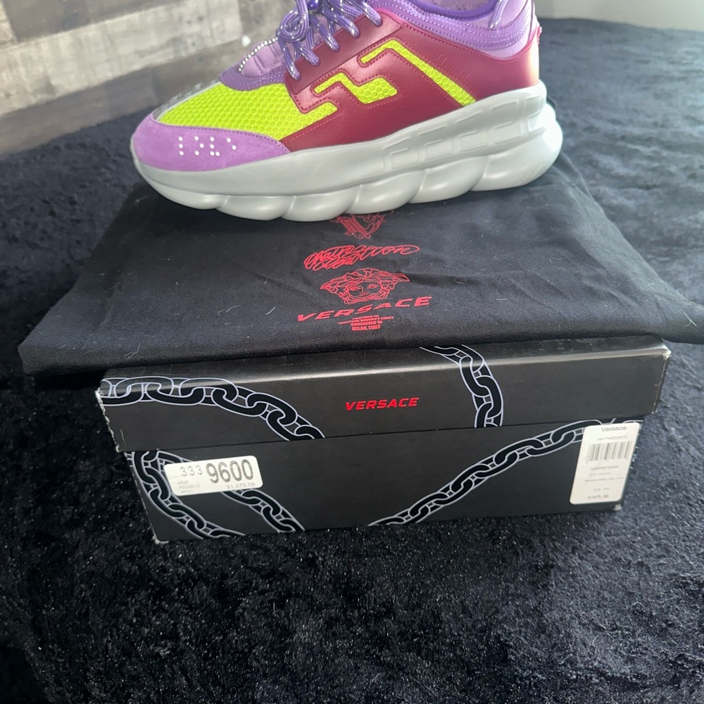Versace Vibrant Purple and Lime Sneakers
